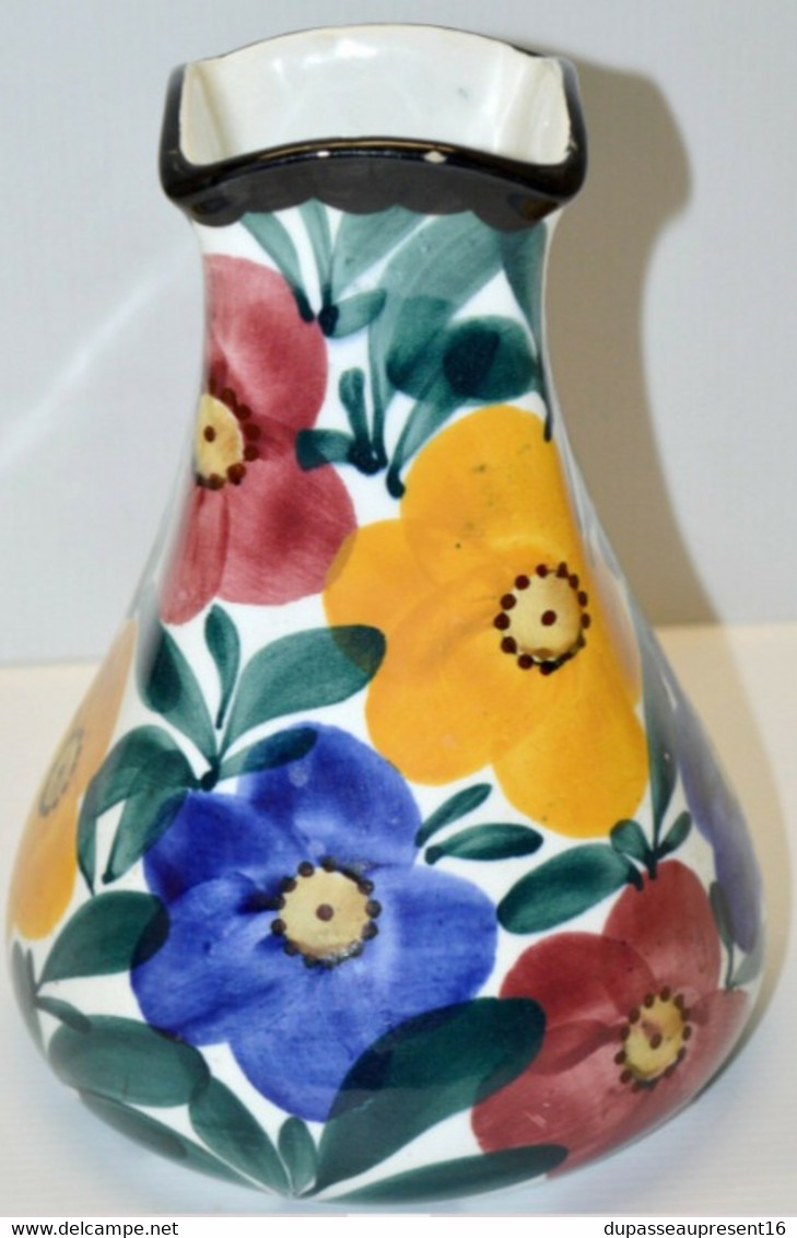 VASE ANCIEN SCHRAMBERG SMF 55 Grosses Fleurs Colorées Seventies 70 Déco Vintage Allemagne COLLECTION DECO VITRINE - Autres & Non Classés