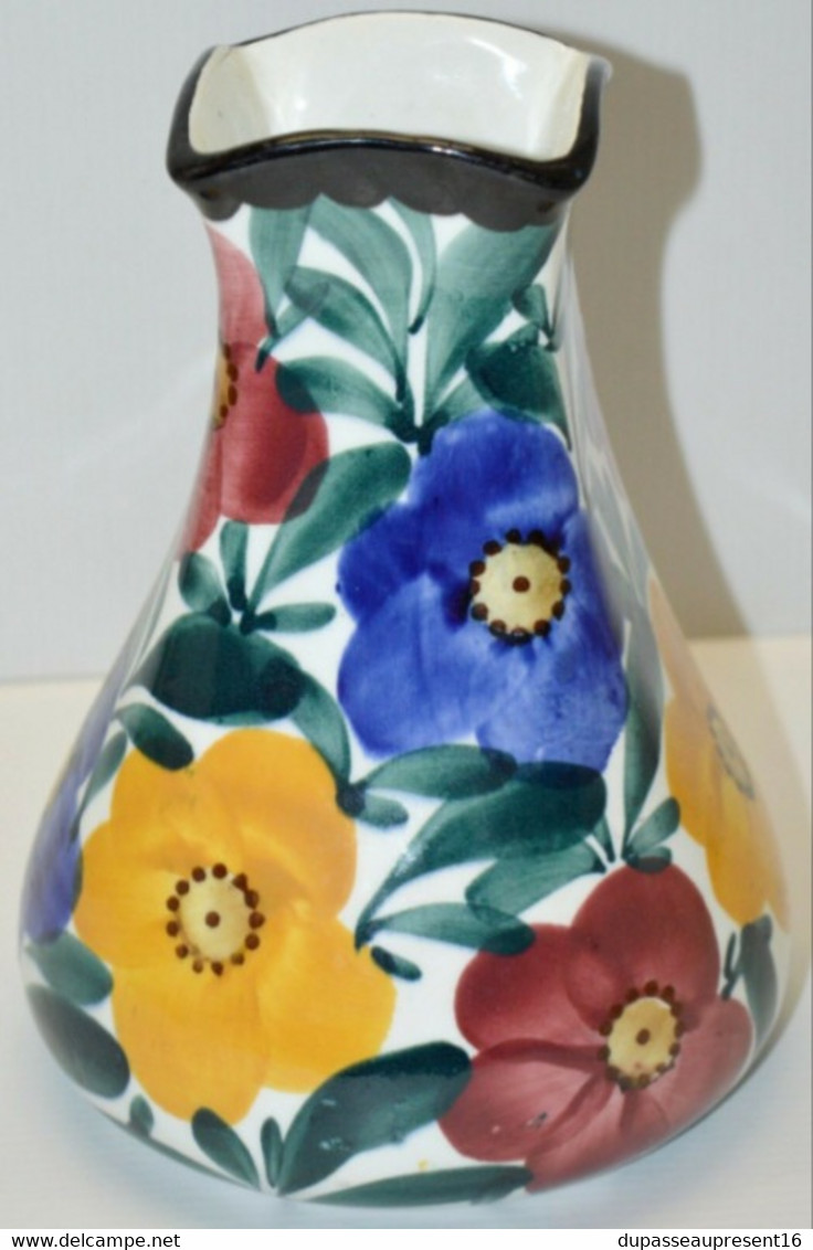 VASE ANCIEN SCHRAMBERG SMF 55 grosses fleurs colorées seventies 70 déco vintage Allemagne COLLECTION DECO VITRINE