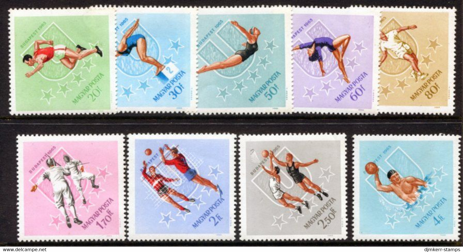 HUNGARY 1965 Universiade Games MNH / **.  Michel 2153-61 - Unused Stamps