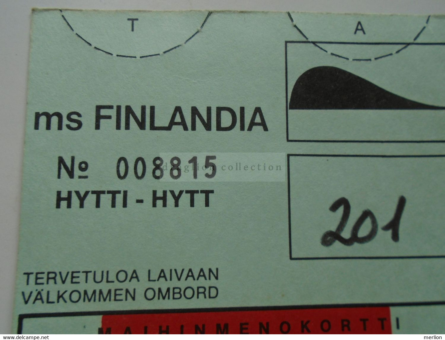 DT005  MS Finlandia Boarding Card   Finland Steamship Co. Ltd Helsinki - Europe