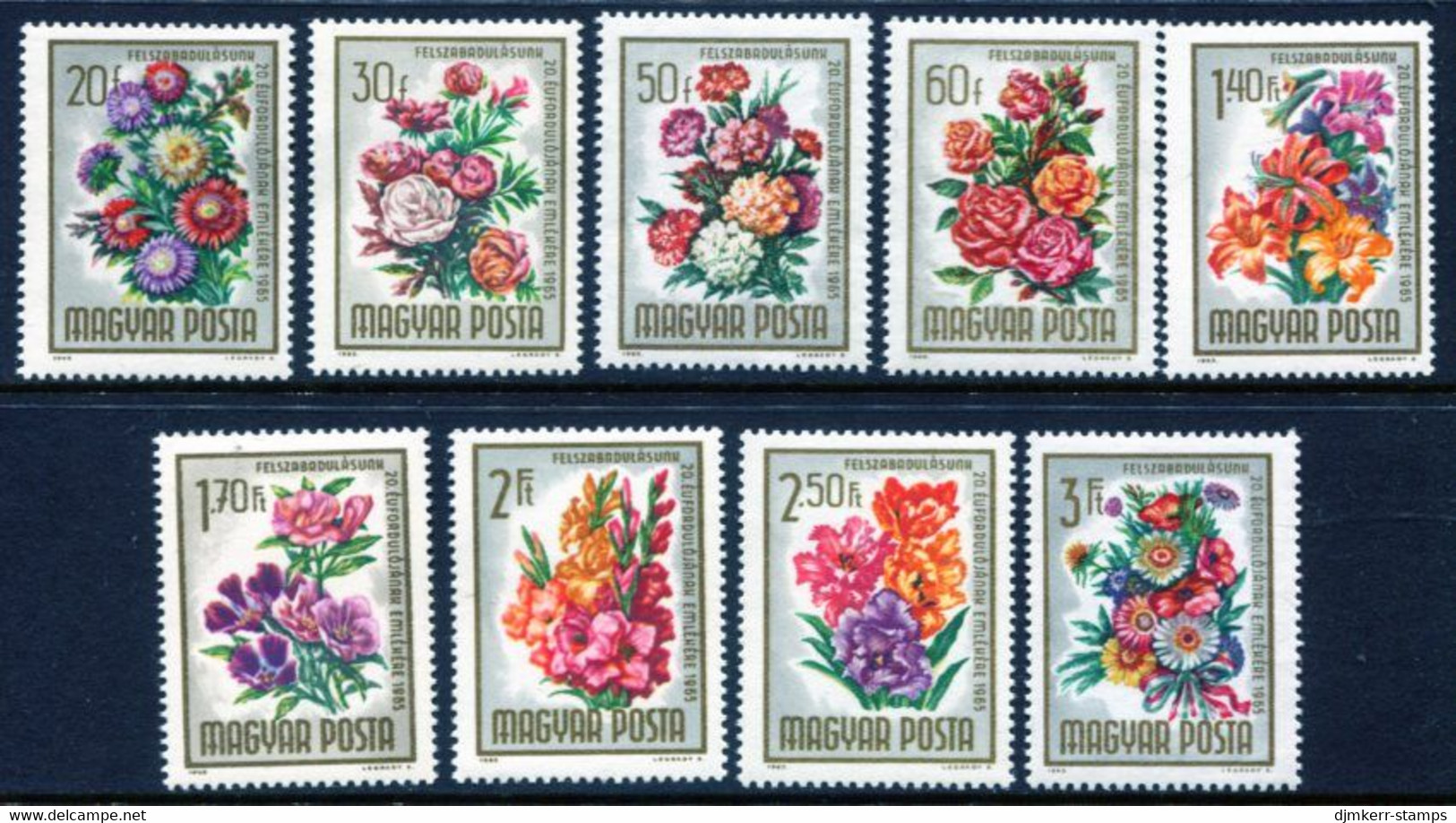 HUNGARY 1965 Liberation Anniversary: Flowers MNH / **.  Michel 2111-19 - Unused Stamps