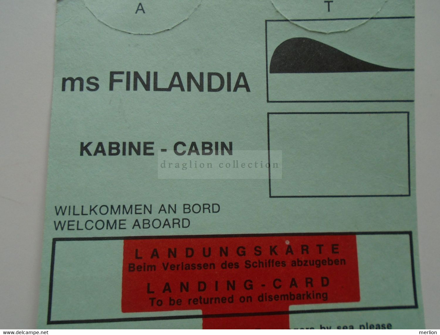 DT005  MS Finlandia Boarding Card   Finland Steamship Co. Ltd Helsinki - Europa