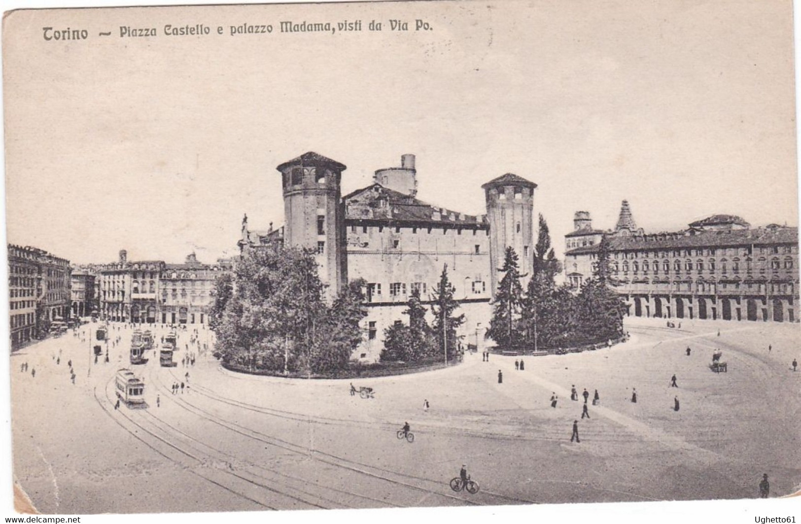 Torino - Piazza Castello E Palazzo Madama Visti Da Via Po Viaggiata 1912 - Palazzo Madama