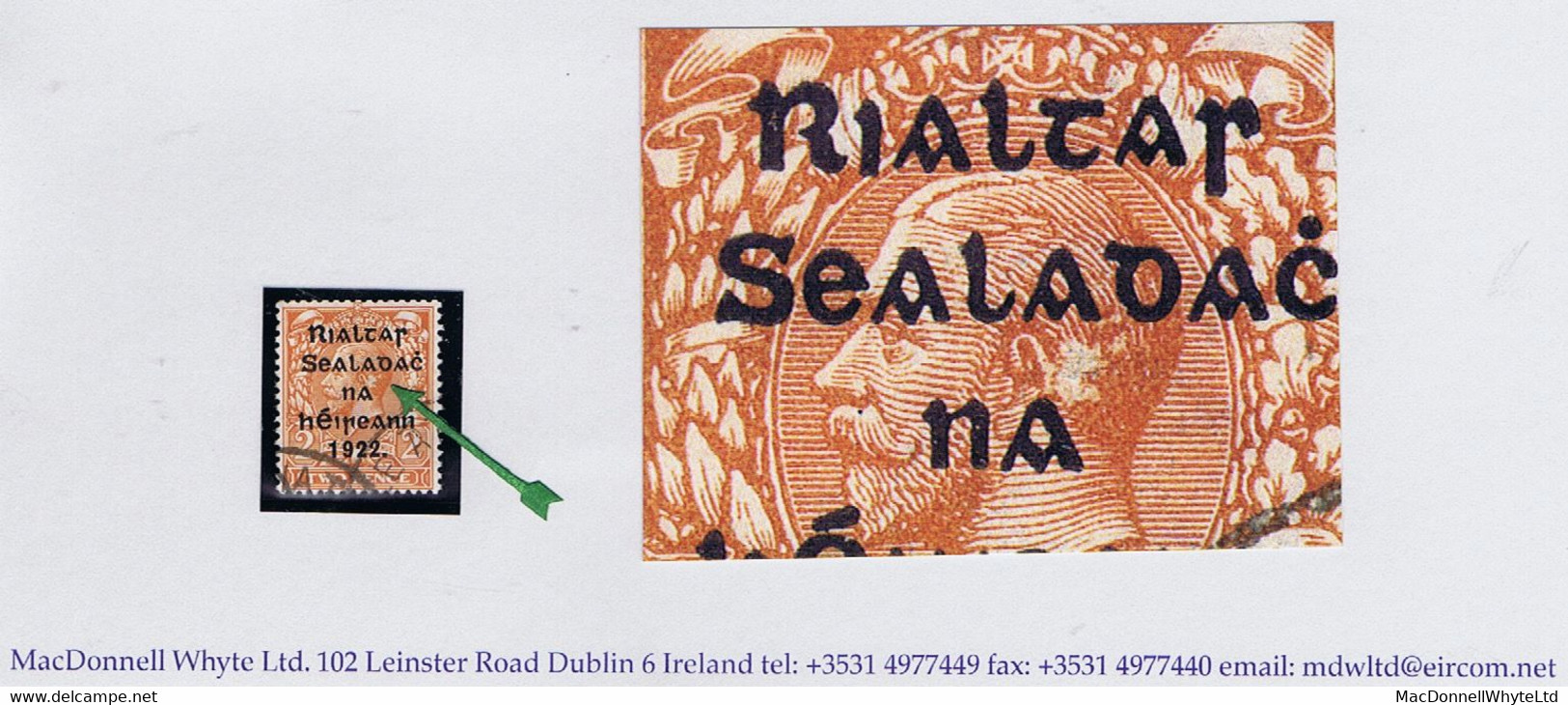 Ireland 1922 Harrison Rialtas Coils 2d Orange Die 2, Var "Bald Patch Behind Ear", Fine Used, Dublin Cds - Oblitérés