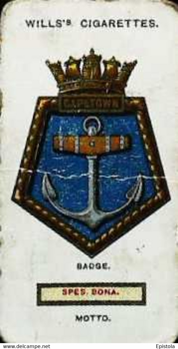 ► SHIP's BADGE - "Capetown" Battleship   - Image Chromo WILL'S CIGARETTE Imperial Tobacco - Wills