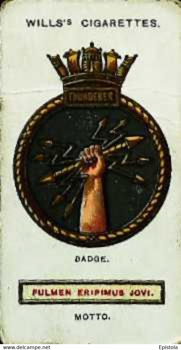 ► SHIP's BADGE - "Thunderer" Battleship   - Image Chromo WILL'S CIGARETTE Imperial Tobacco - Wills