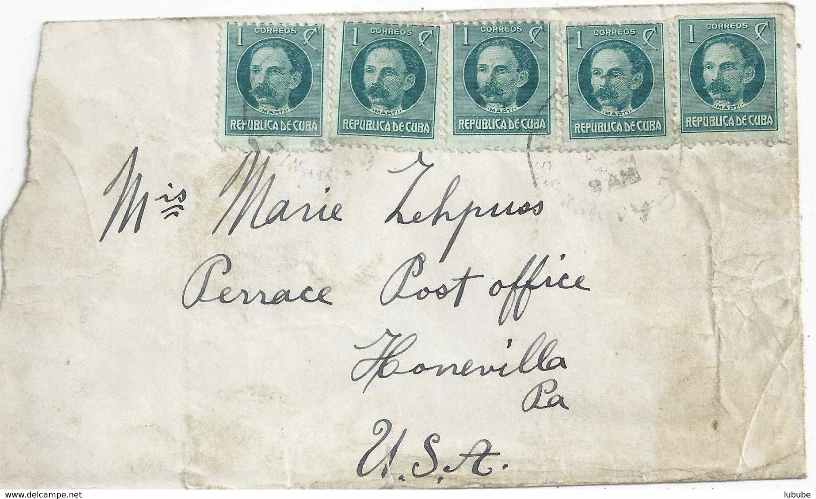 Ausland Brief  Pinar Del Rio - Homeville PA            1925 - Storia Postale