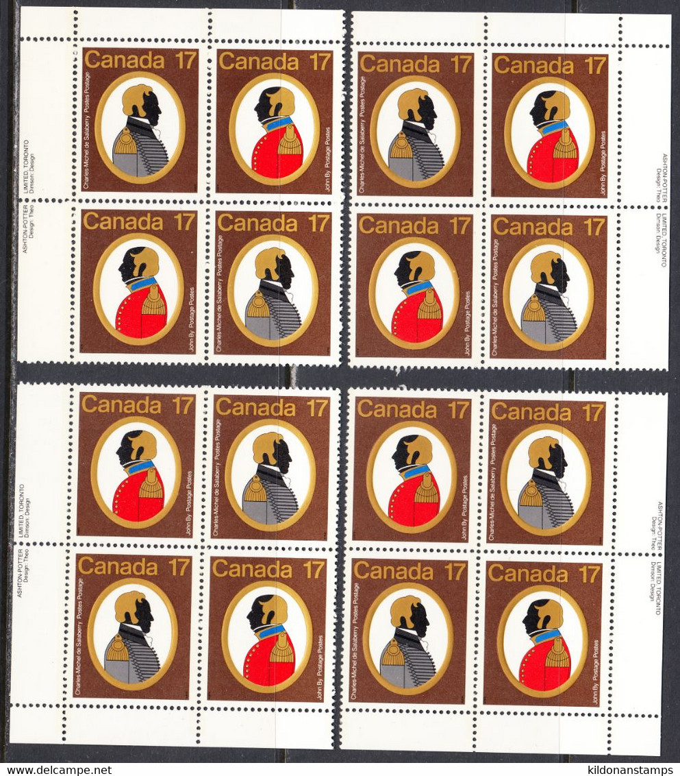 Canada 1979 Mint No Hinge, Corner Blocks, Sc# 819,820, SG - Unused Stamps