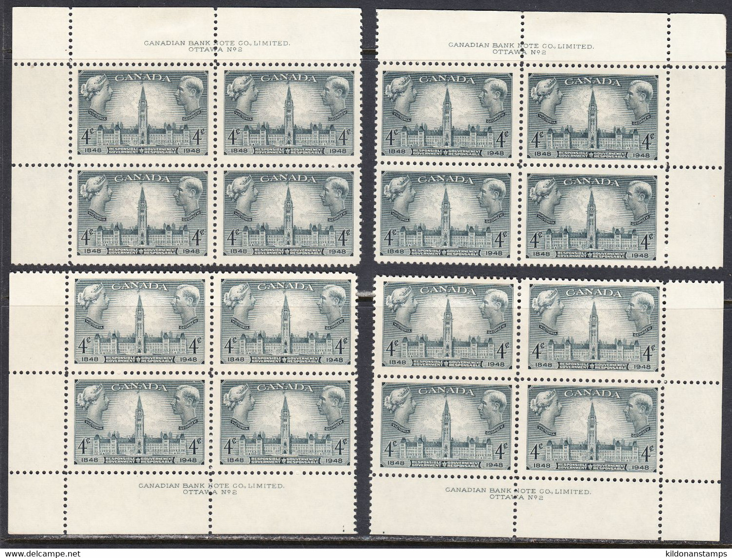 Canada 1948 Mint No Hinge/mounted, Corner Blocks, Plates 2, See Notes, Sc# 277, SG 411 - Unused Stamps