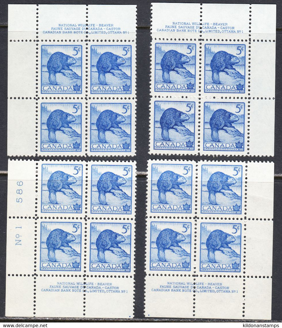 Canada 1954 Mint No Hinge/mounted, Corner Blocks, Plates 1, See Notes, Sc# 336, SG 473 - Neufs