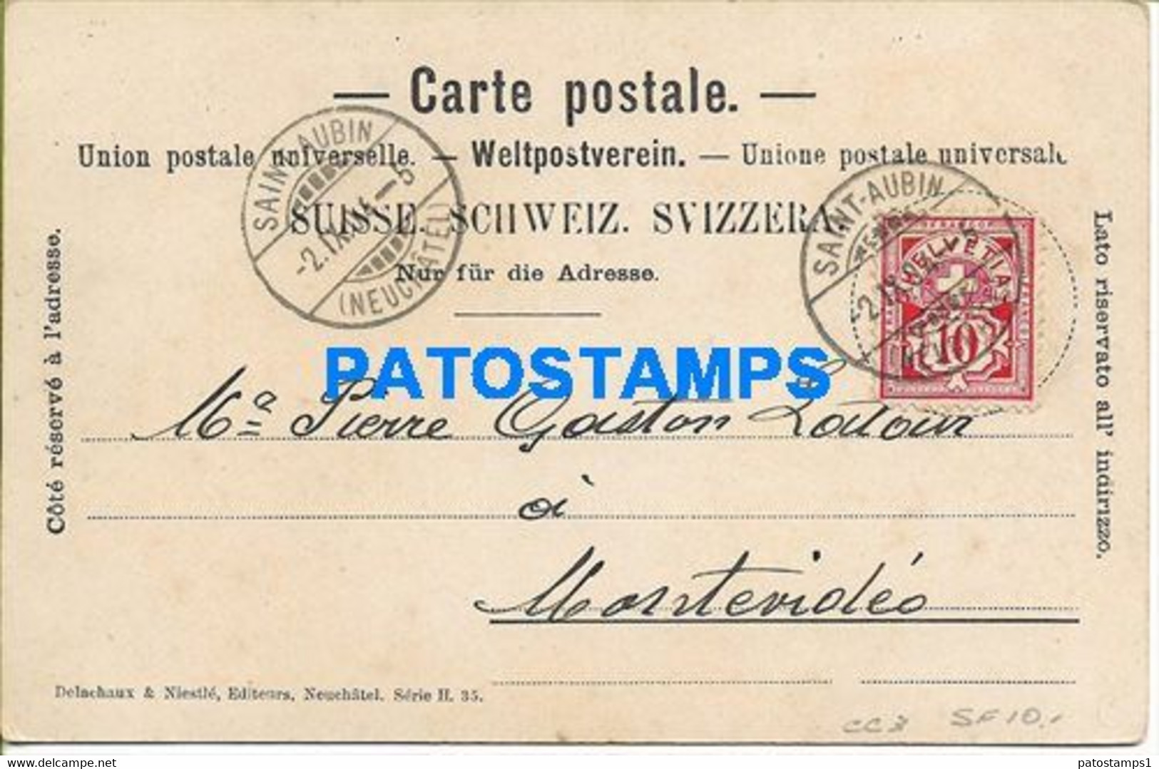 164495 SWITZERLAND GORGIER THE CASTLE & FLAG CIRCULATED TO URUGUAY POSTAL POSTCARD - Gorgier