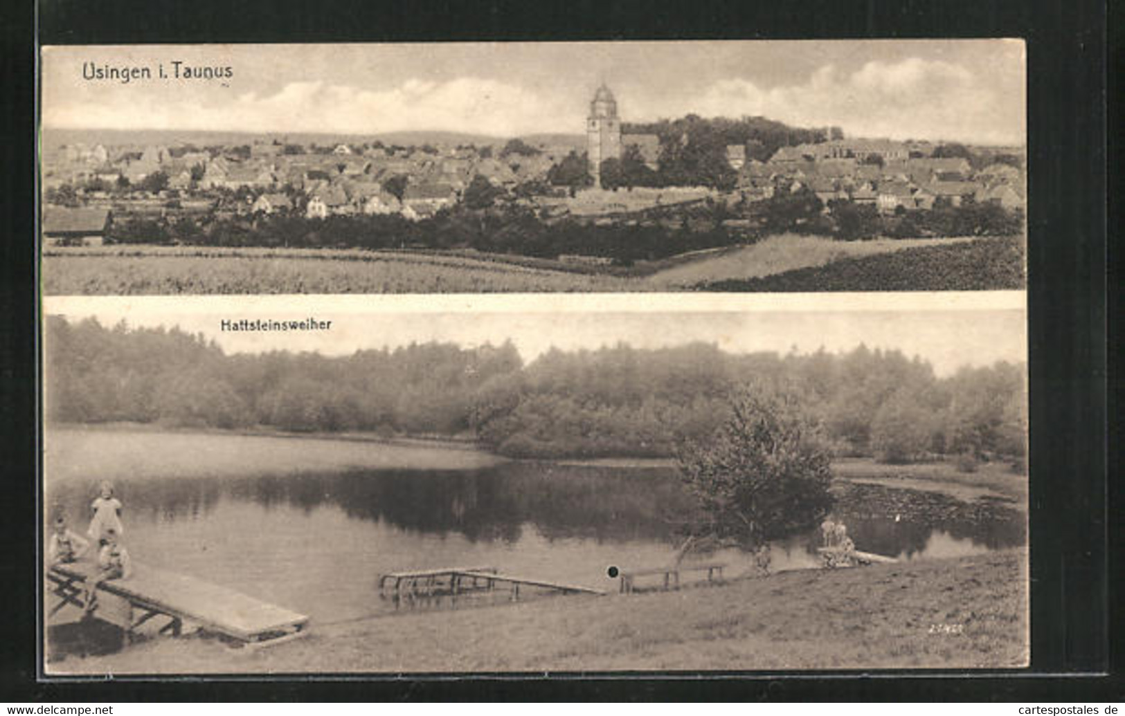 AK Usingen I. Taunus, Gesamtansicht, Hattsteinsweiher - Usingen