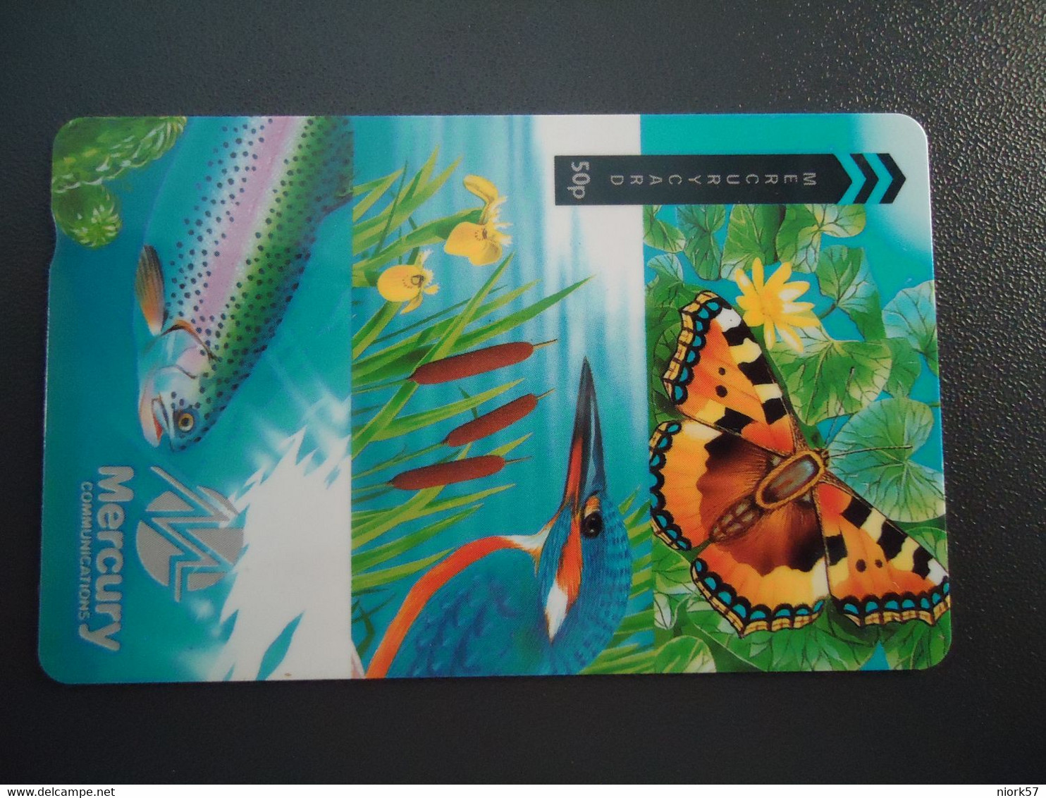 UNITED KINGDOM USED CARDS MERCURYCARD  FISH FISHES   BIRD  BUTTERFLIES - Pesci