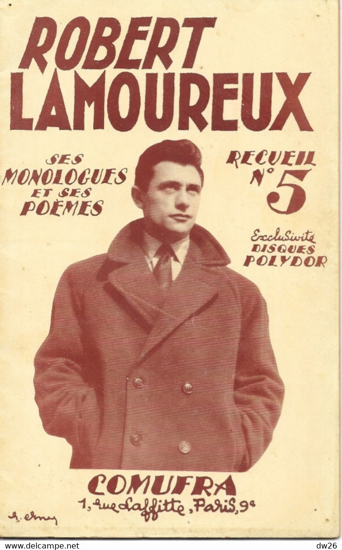 Recueil N° 5 De Robert Lamoureux - Ses Monologues Et Ses Poèmes 1953 - Disques Polydor (Comufra, Paris) - Autores Franceses