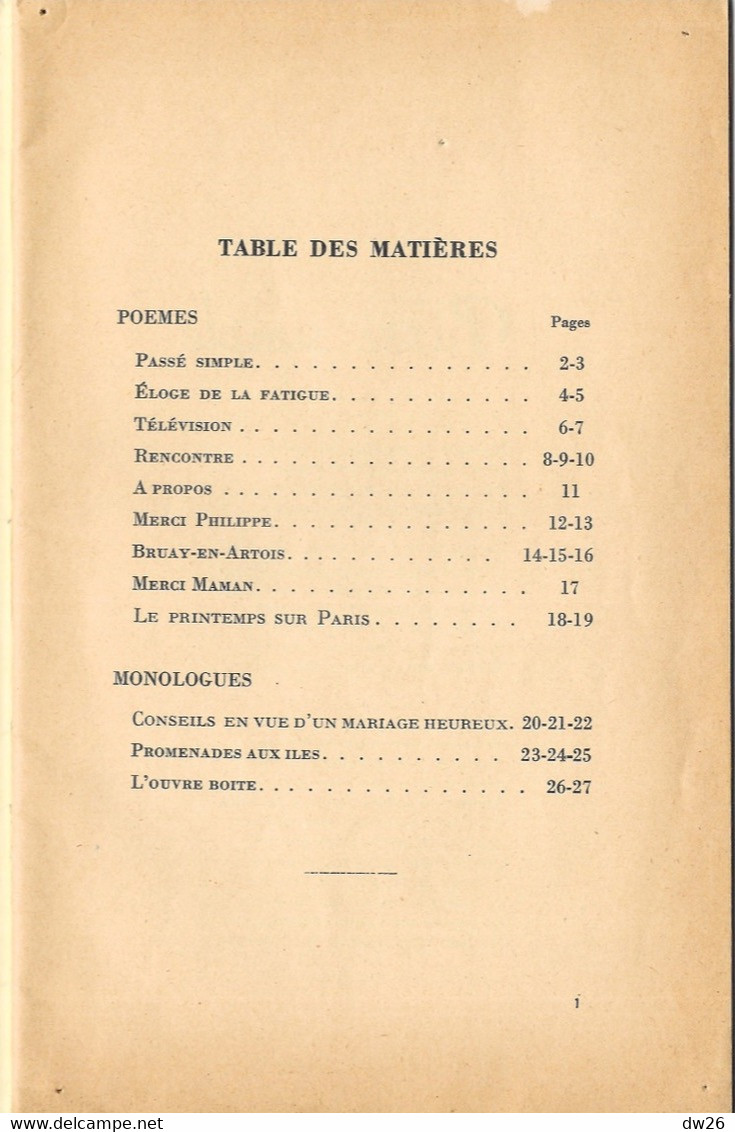 Recueil N° 5 De Robert Lamoureux - Ses Monologues Et Ses Poèmes 1953 - Disques Polydor (Comufra, Paris) - Autores Franceses