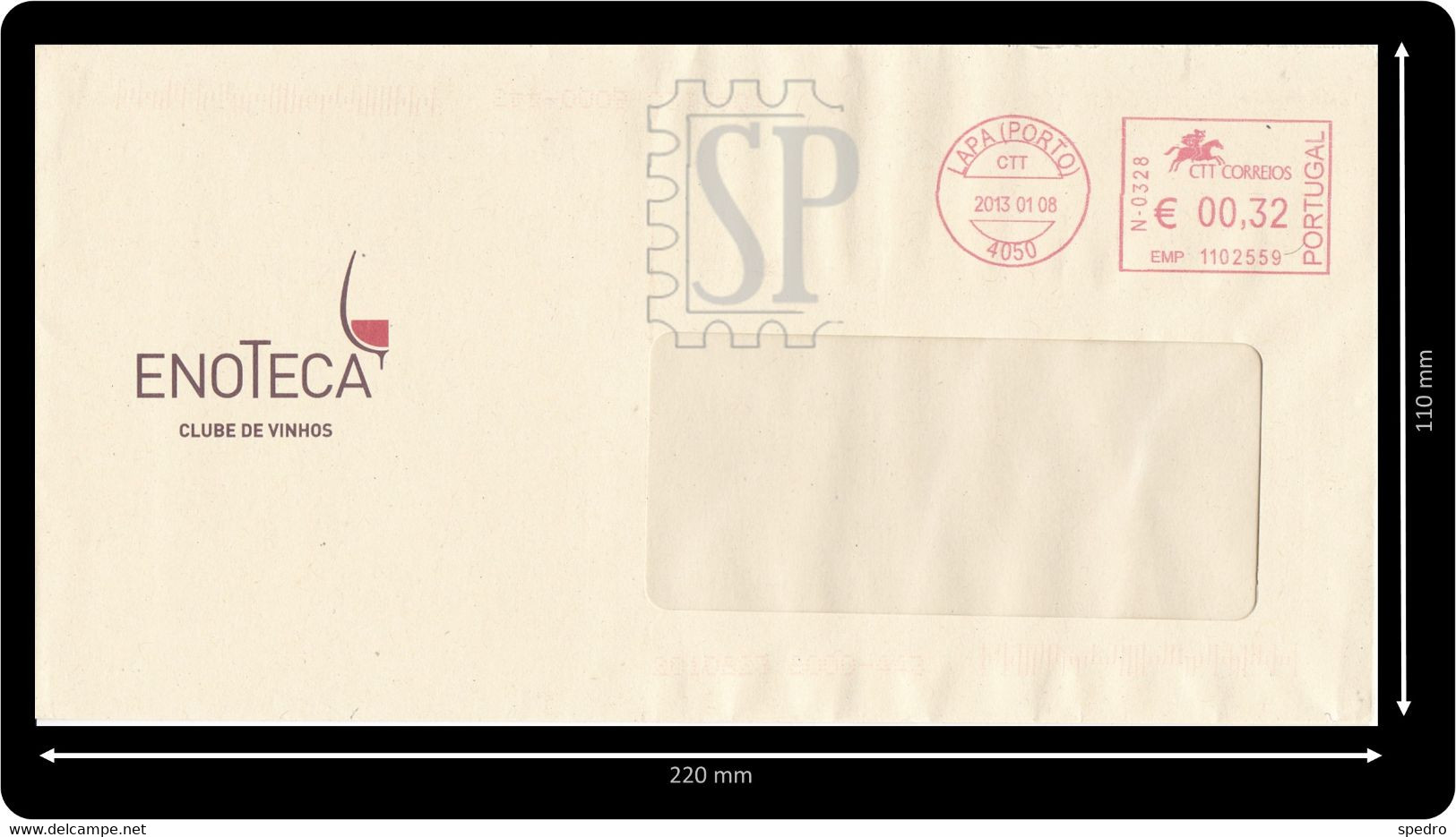 Portugal 2013 Franquia Mecânica N-0328 Lapa Porto Red Postal Meter Freistempel Affanchissement Ema Empreinte Machine - Franking Machines (EMA)