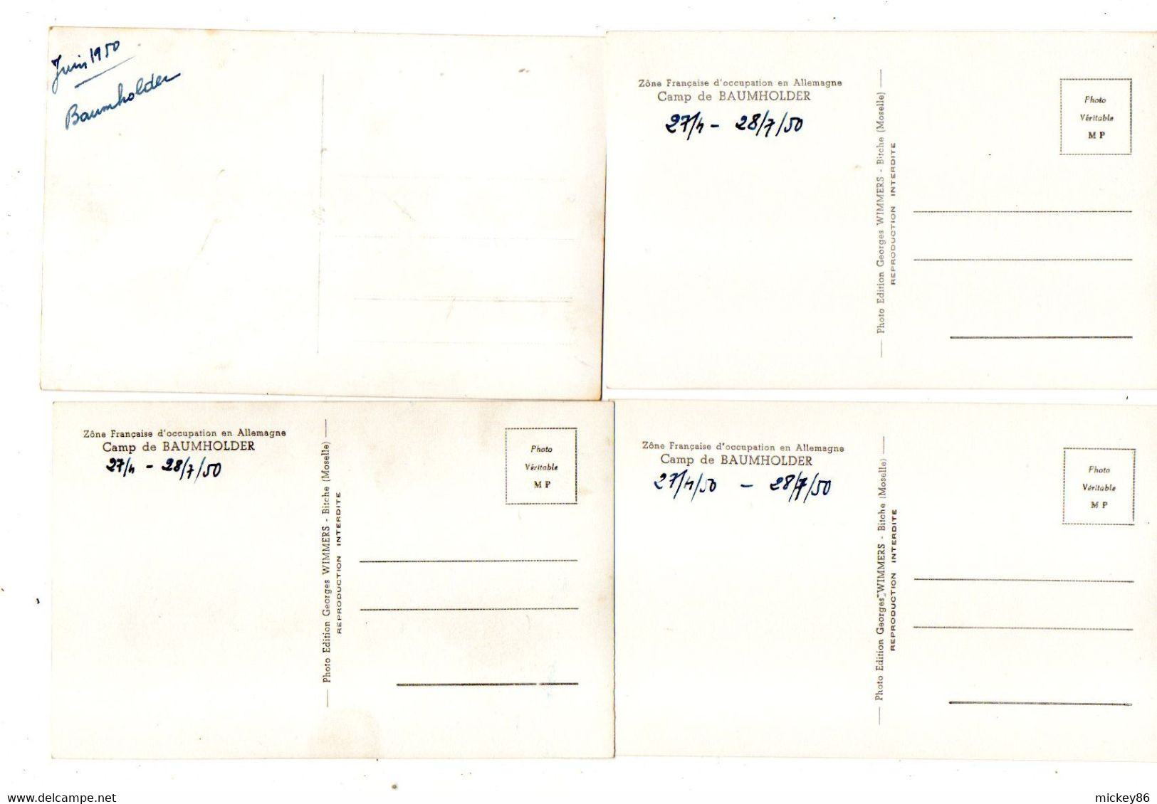 Allemagne---près Birkenfeld--BAUMHOLDER --1950--Lot De 4 Cartes Postales --Le Camp ......... ......à Saisir - Autres & Non Classés