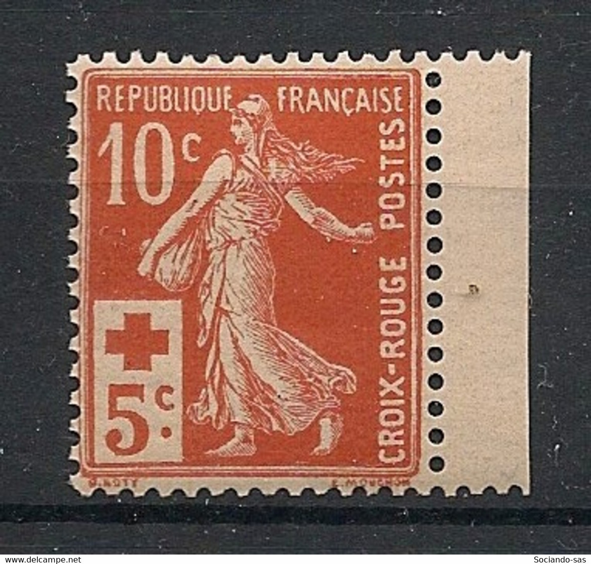 France - 1914 - N°Yv. 147 - Semeuse Croix Rouge - Bord De Feuille - Neuf Luxe ** / MNH / Postfrisch - Ungebraucht