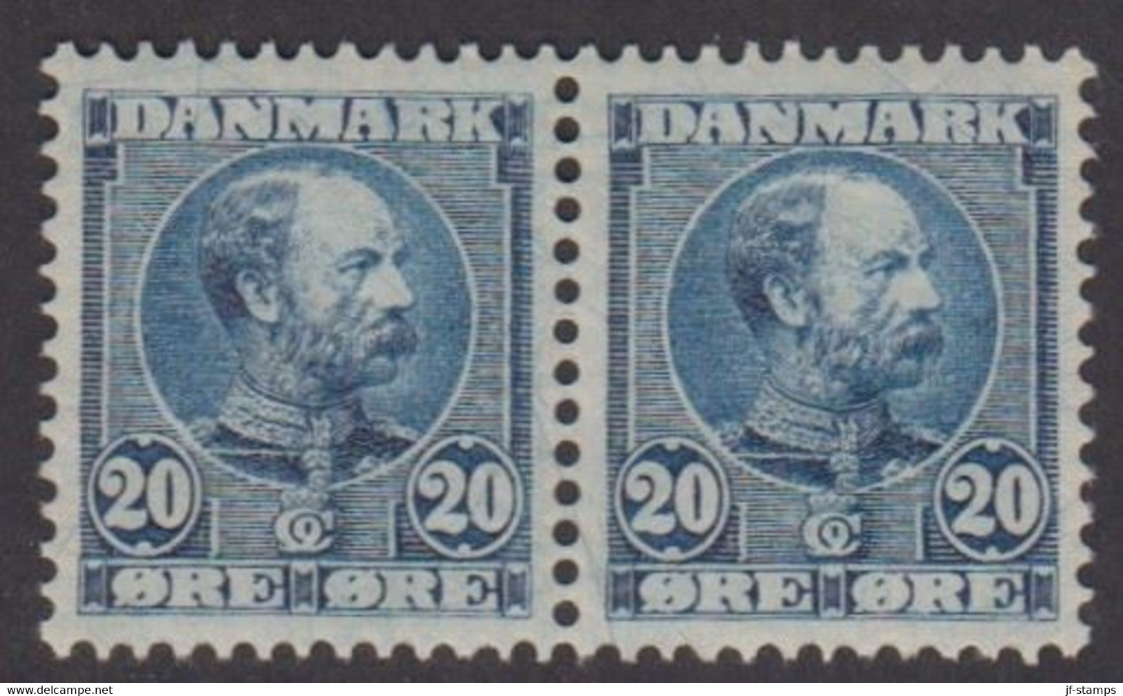 1905. DANMARK 20 ØRE Chr. IX Pair Hinged.  Beautiful Centered.  (Michel 49 I) - JF422215 - Nuovi