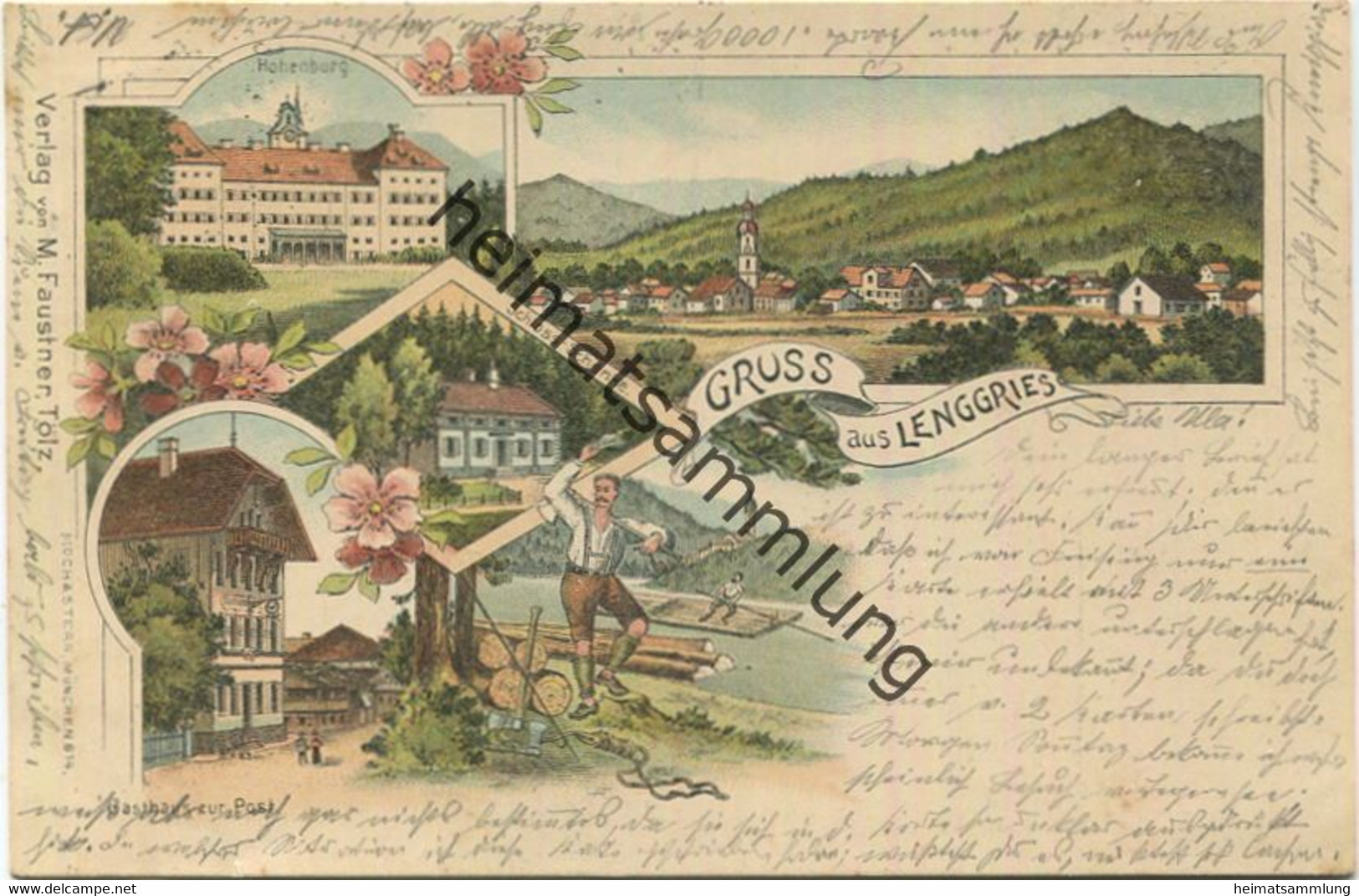 Lenggries - Gasthaus Zur Post - Schloss-Schenke - Hohenburg - Verlag M. Faustner Tölz Gel. 1907 - Lenggries