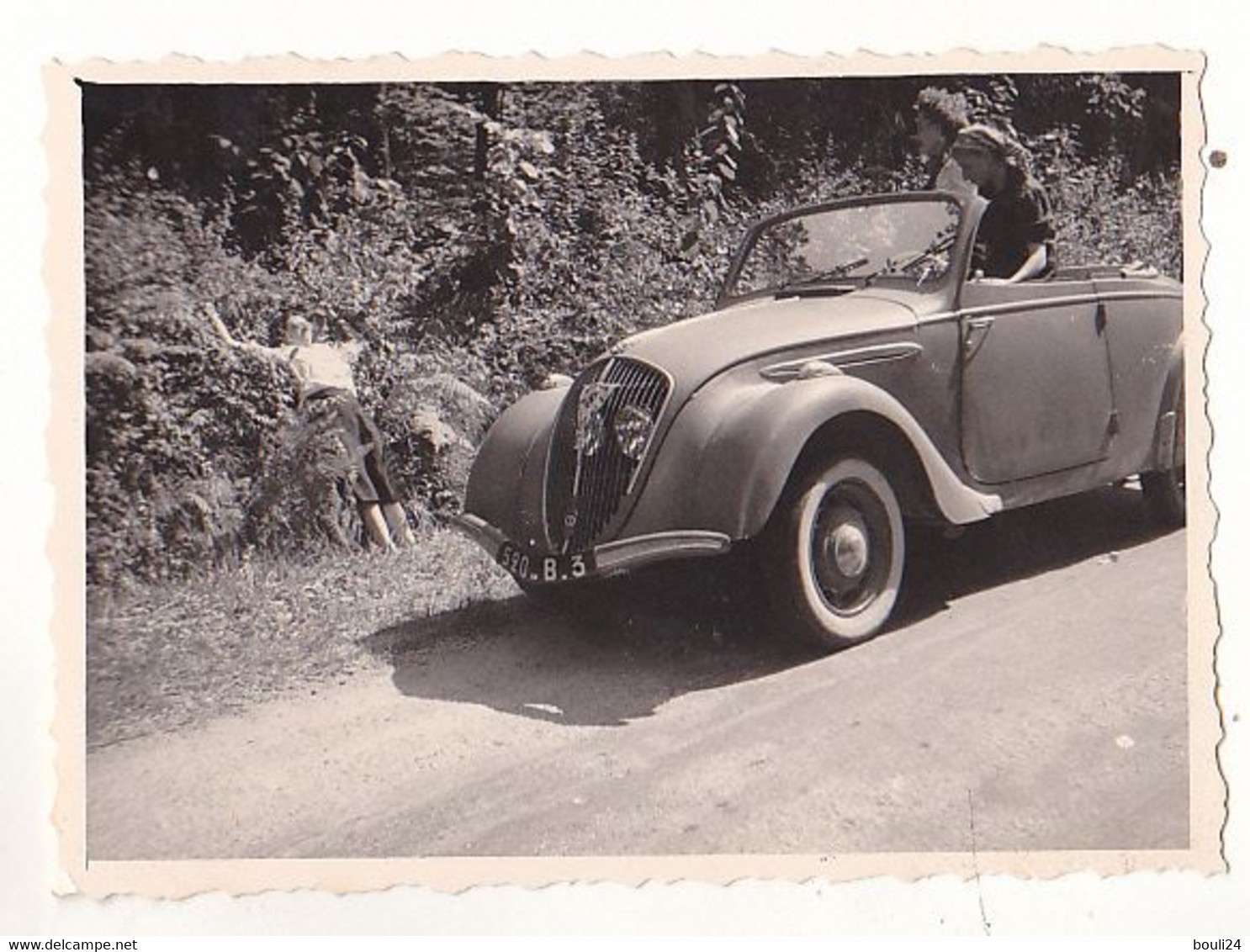 PHOTO FORMAT 9 X 7   PEUGEOT 202  DE 1947  CABRIOLET  DECAPOTABLE VOIR VERSO JUILT 1950 A TOUFFOU - Automobile