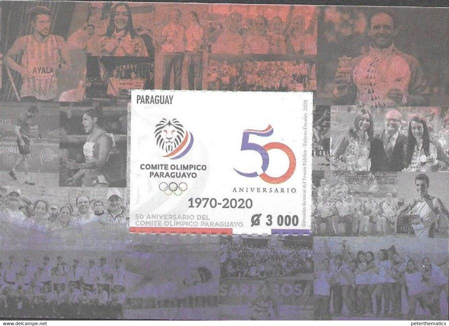 PARAGUAY, 2020, MNH, OLYMPICS, SPORTS, 50th ANNIVERSRY OF THE PARAGUYAN OLYMPCI COMMITTEE, S/SHEET - Other & Unclassified