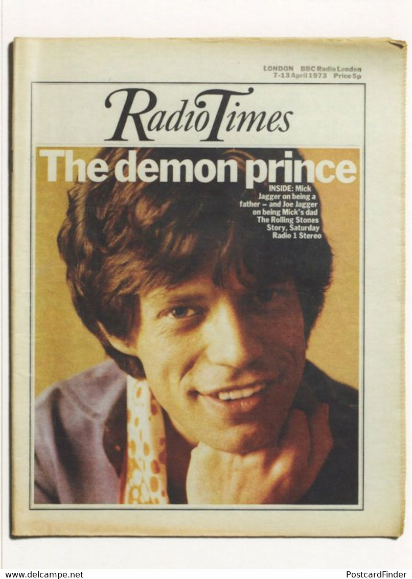 Radio Times The Rolling Stones Mick Jagger Rare BBC Postcard - TV-Serien