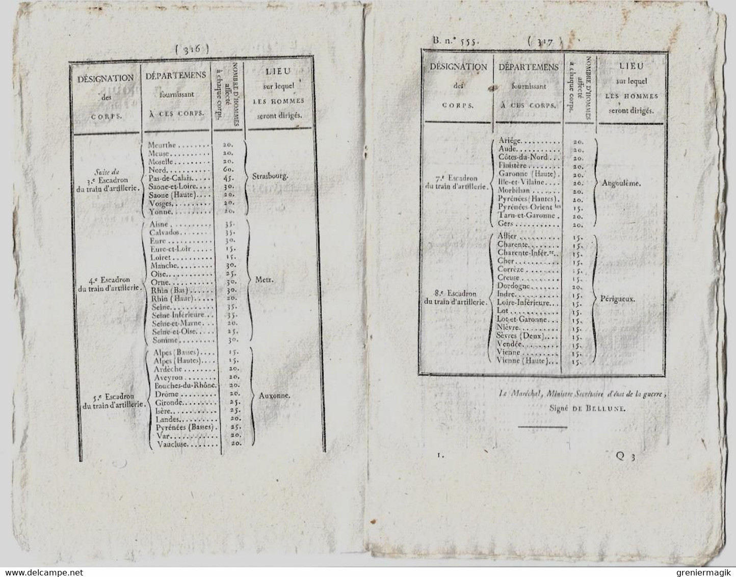 Bulletin Des Lois N°555 1822 Soldats De La Classe 1821 Appelés à L'activité, Répartition Des Corps/Dépenses Publiques - Decreti & Leggi