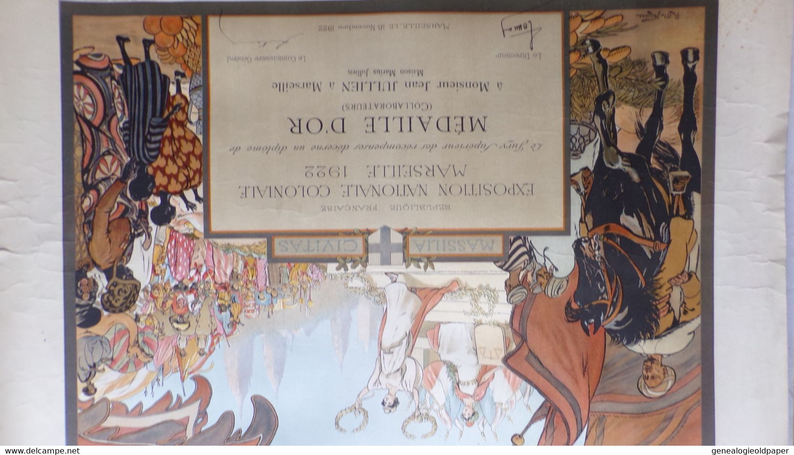 13- MARSEILLE - RARE AFFICHE EXPOSITION NATIONALE COLONIALE 1922-MEDAILLE D'OR JEAN JULLIEN-IMPRIMERIE MOULLOT - Plakate