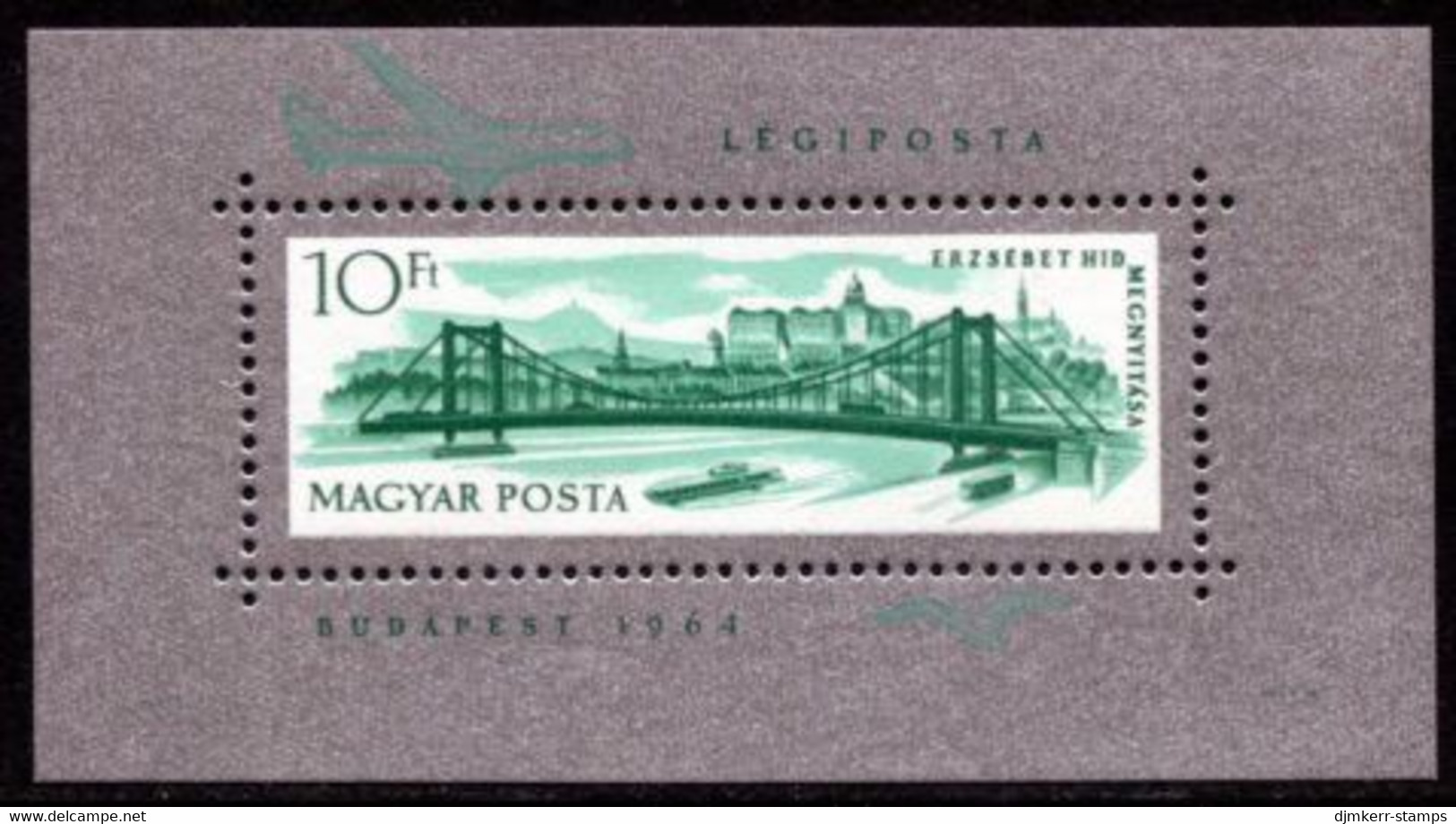 HUNGARY 1964 Elizabeth Bridge Block MNH / **.  Michel Block 45 - Unused Stamps