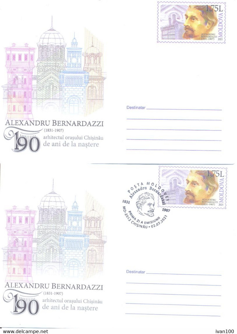 2021. Moldova, Birth Anniv.  Of Alexandru Bernardazzi, Architect, 2 Covers, Mint/** - Moldavie