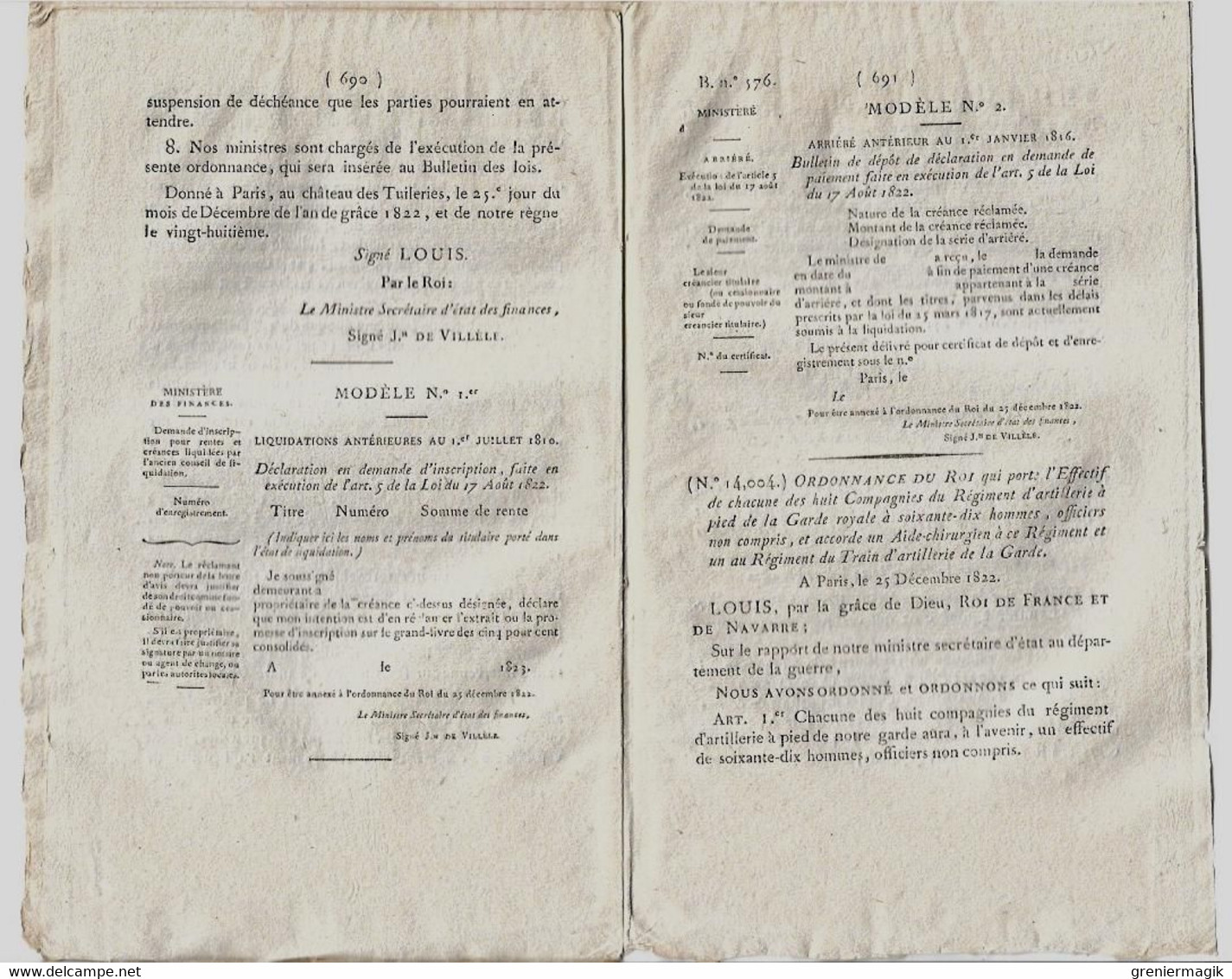 Bulletin Des Lois N°576 1823 Paris Taxe Huiles Vins Vinaigres/Costumes Présidents De Chambre/Anselme De Rochedragon - Décrets & Lois