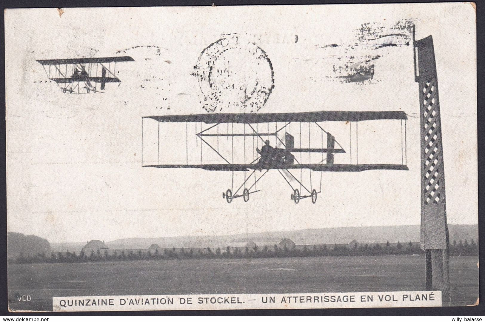 +++ CPA - Quinzaine D'Aviation De STOCKEL - Avion - Atterrissage En Vol Plané  - 1910  // - St-Pieters-Woluwe - Woluwe-St-Pierre