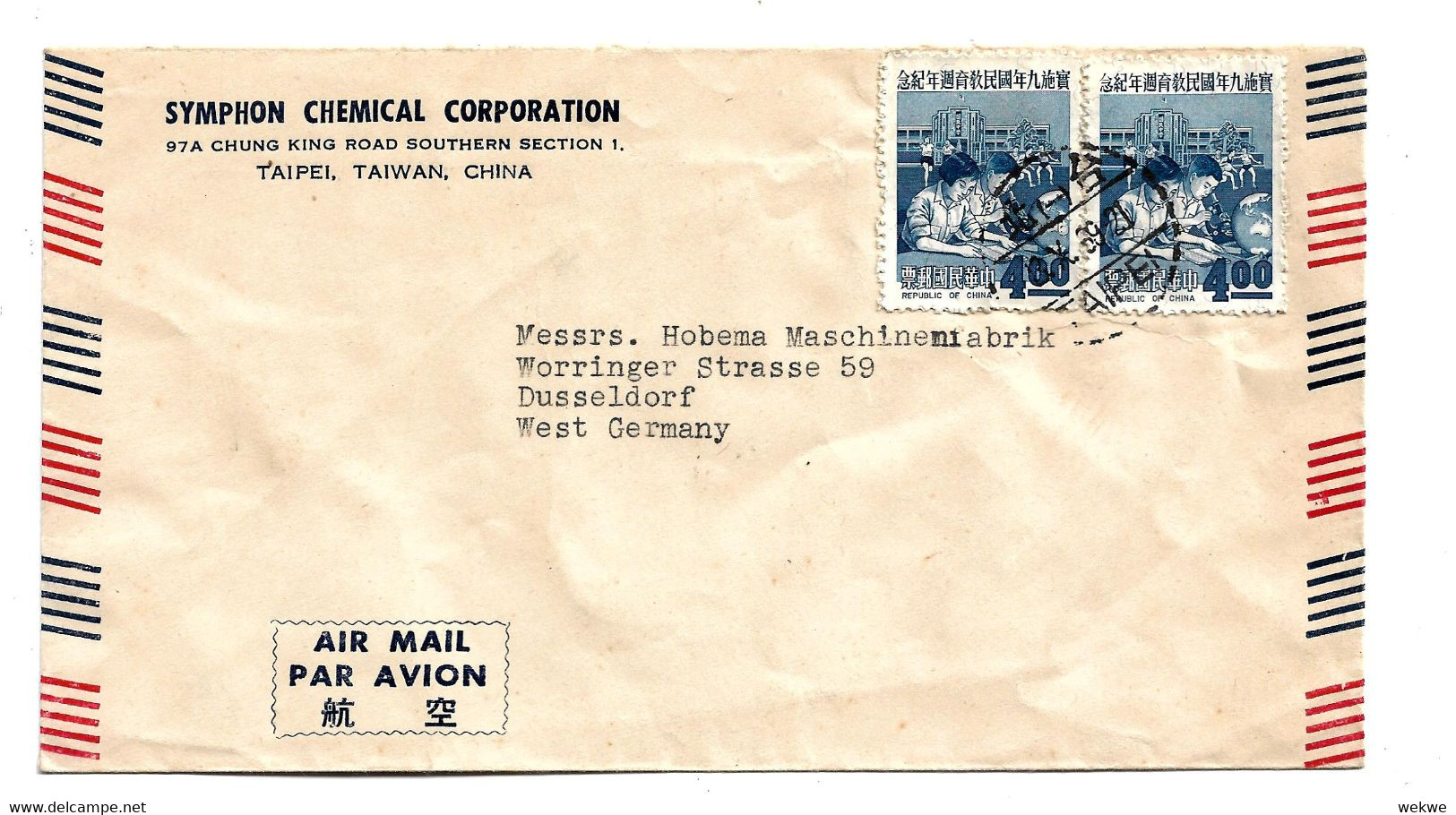 CH-T54 / TAIWAN - Schüler Am Mikroskop Und  Ballspiel (9-jähriges Erziehungsjahr) Auf Bedarfsbrief 1969 - Briefe U. Dokumente