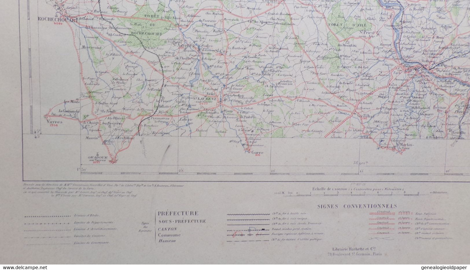 87-LIMOGES -CARTE 1881-AIXE-VERNEUIL-SAINT JUNIEN-CHAPTELAT-JAVERDAT-ORADOUR-COUZEIX-ST SAINT JOUVENT-CIEUX-SAINT CYR- - Historical Documents