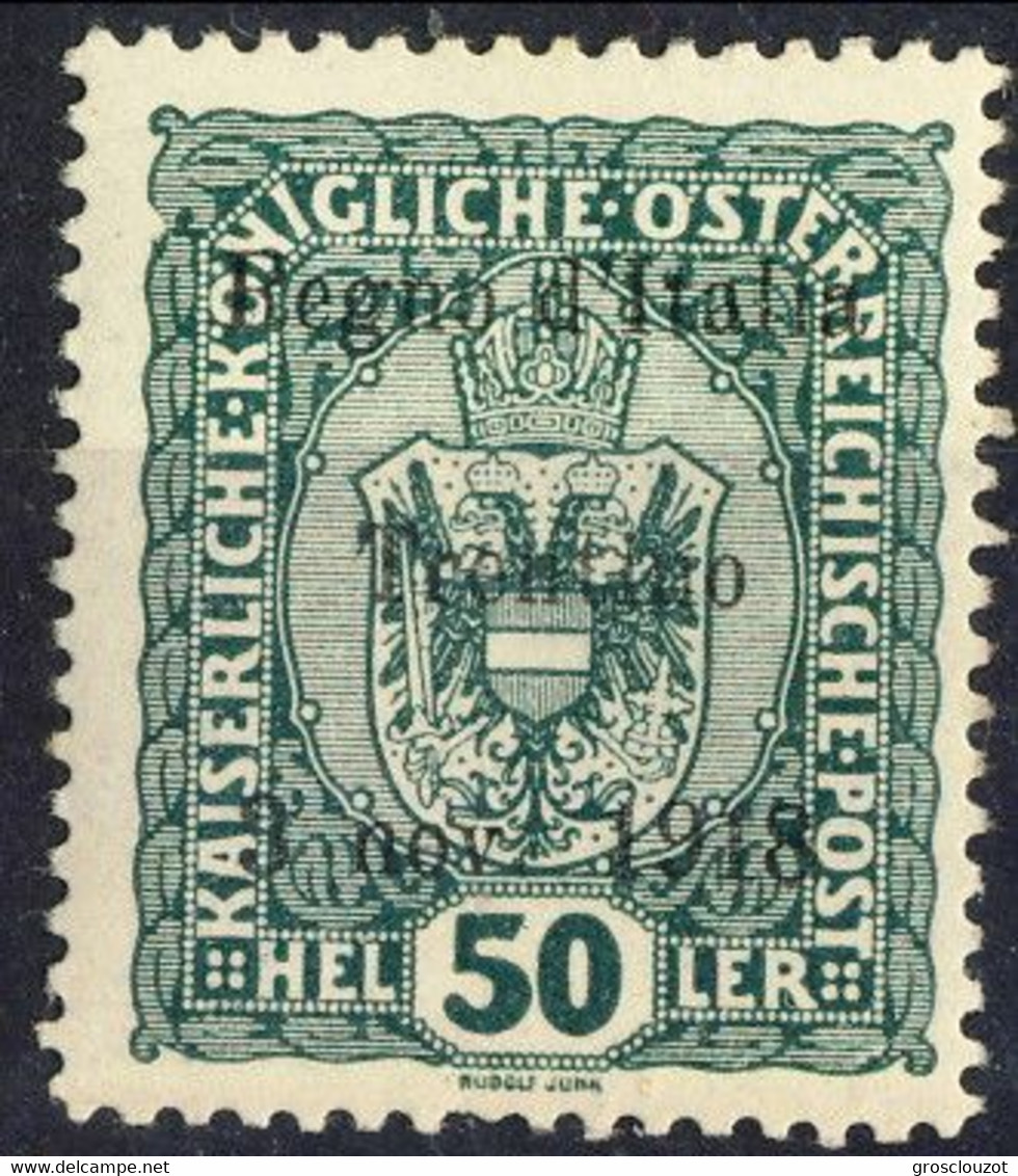 Trentino 1918 Sas. N. 11 H 50 Verde **MNH Cat. € 180 - Trento