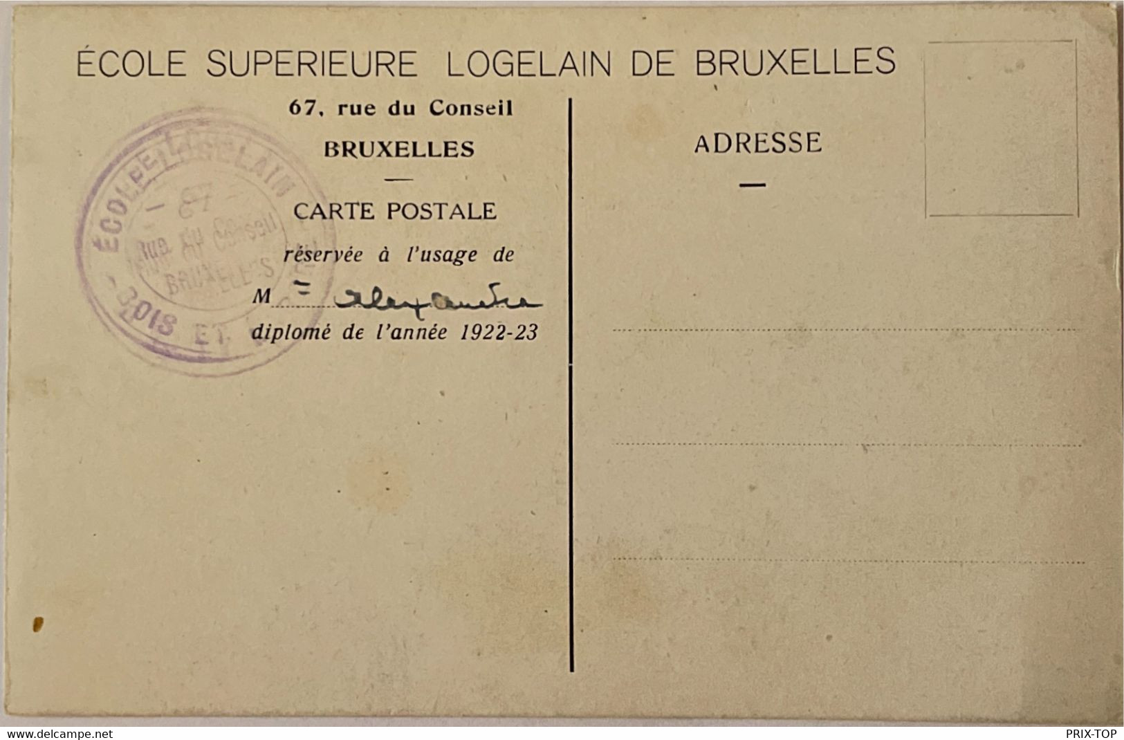 REF4536/ CP-PK Ecole Supérieure Logelain De Bruxelles Elèves Diplômés De L'année 1922-23 MINT - Enseignement, Ecoles Et Universités