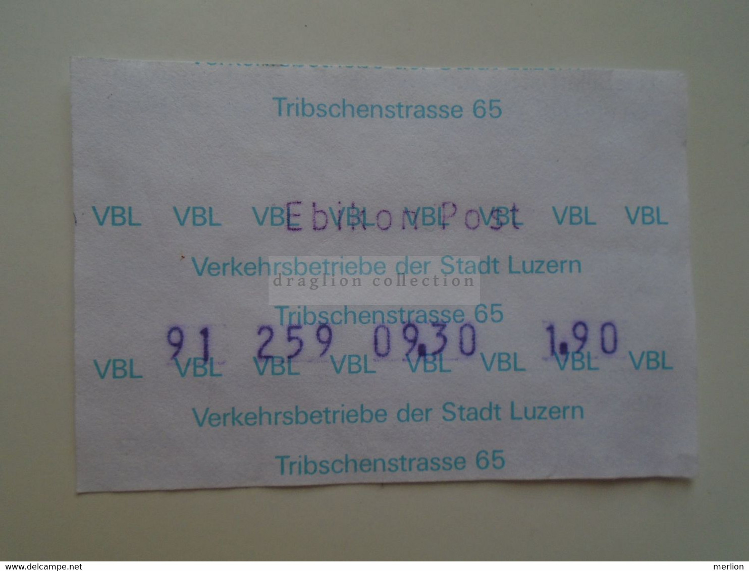 DT013   Schweiz  Switzerland  -LUZERN   Tribschenstrasse 65  -Ticket  - Bus? - Europa