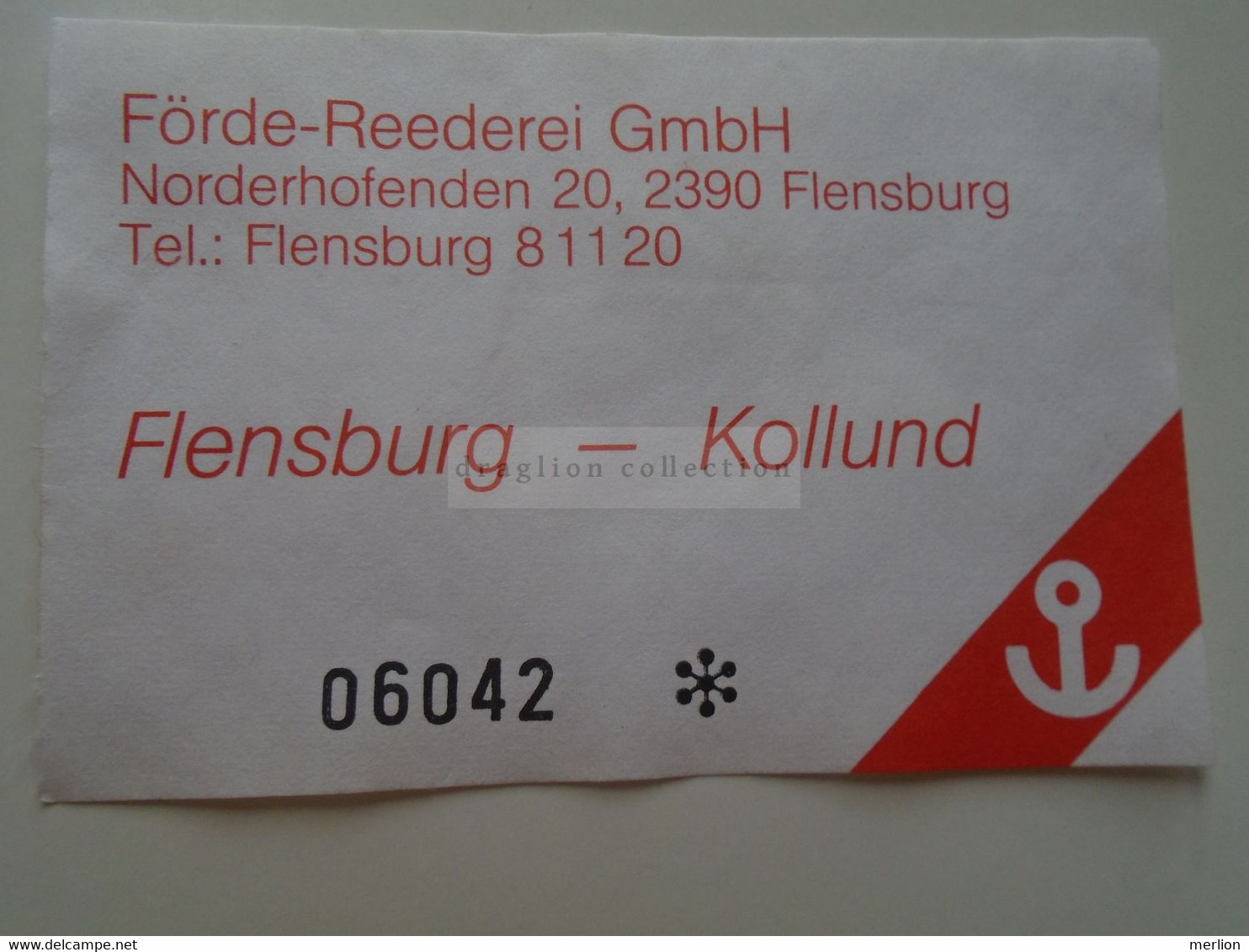 DT013   "Förde Reederei GmbH"  FLENSBURG  - Fahrschein   Ticket   Flensburg Kollund - Europa