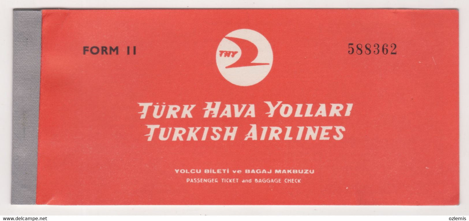 TURKISH AIRLINES TICKET ,SIVAS -ERZINCAN 1968 - Europa