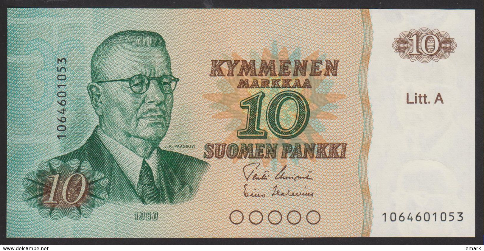 Finland 10 Markka 1980 P112  (sign. Uusivirta&Helenius) UNC - Finland