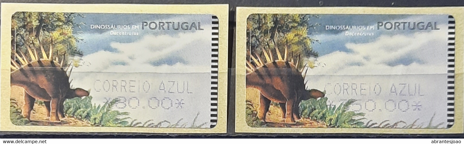 1999 - Portugal - MNH As Scan - ATM Labels - Dinosaurs - Express Mail - 2 Labels - Machine Labels [ATM]