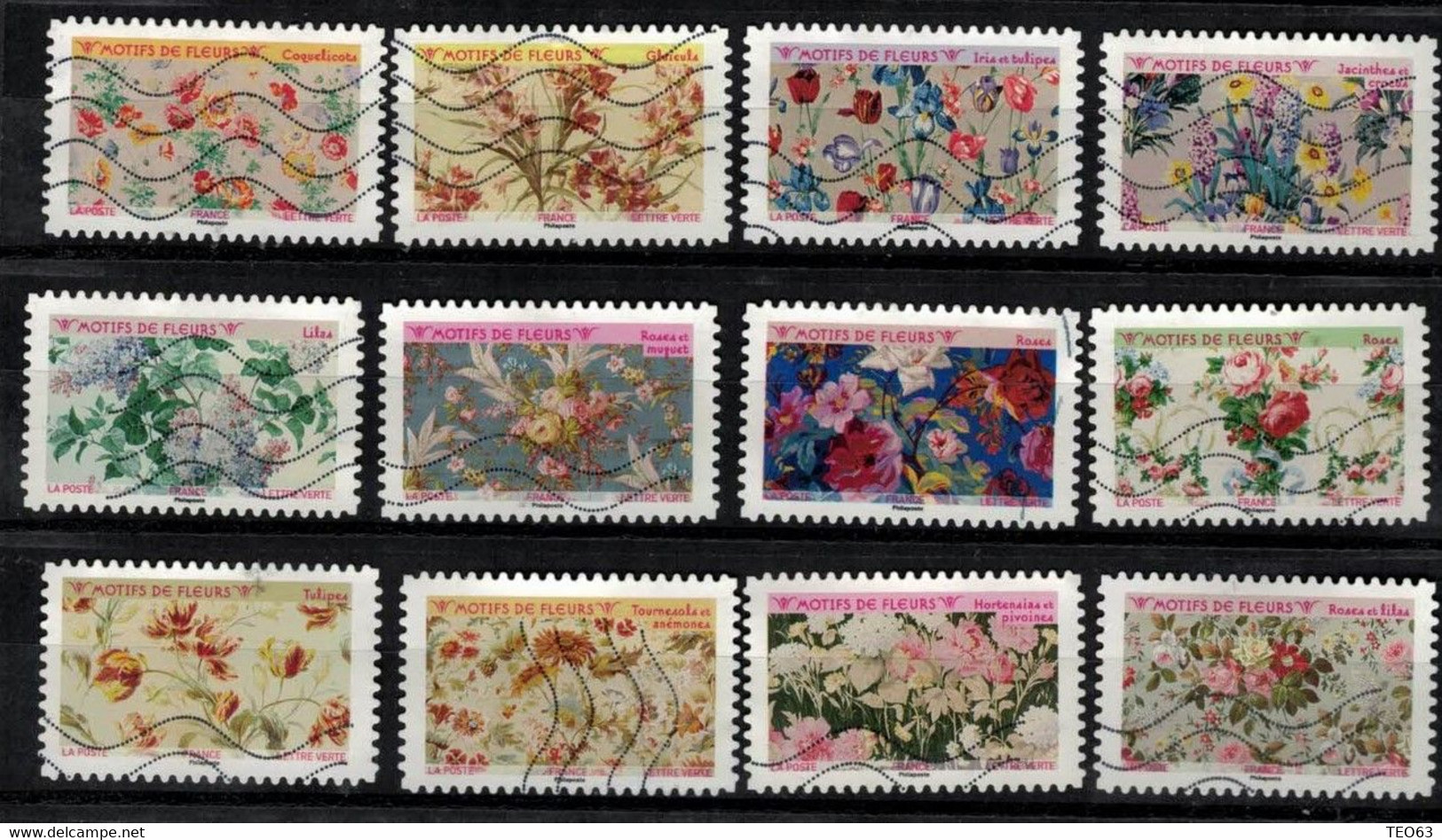 NEW 2021 Les 12 Timbres Du Carnet - MOTIFS De FLEURS Oblitérés - Gebruikt