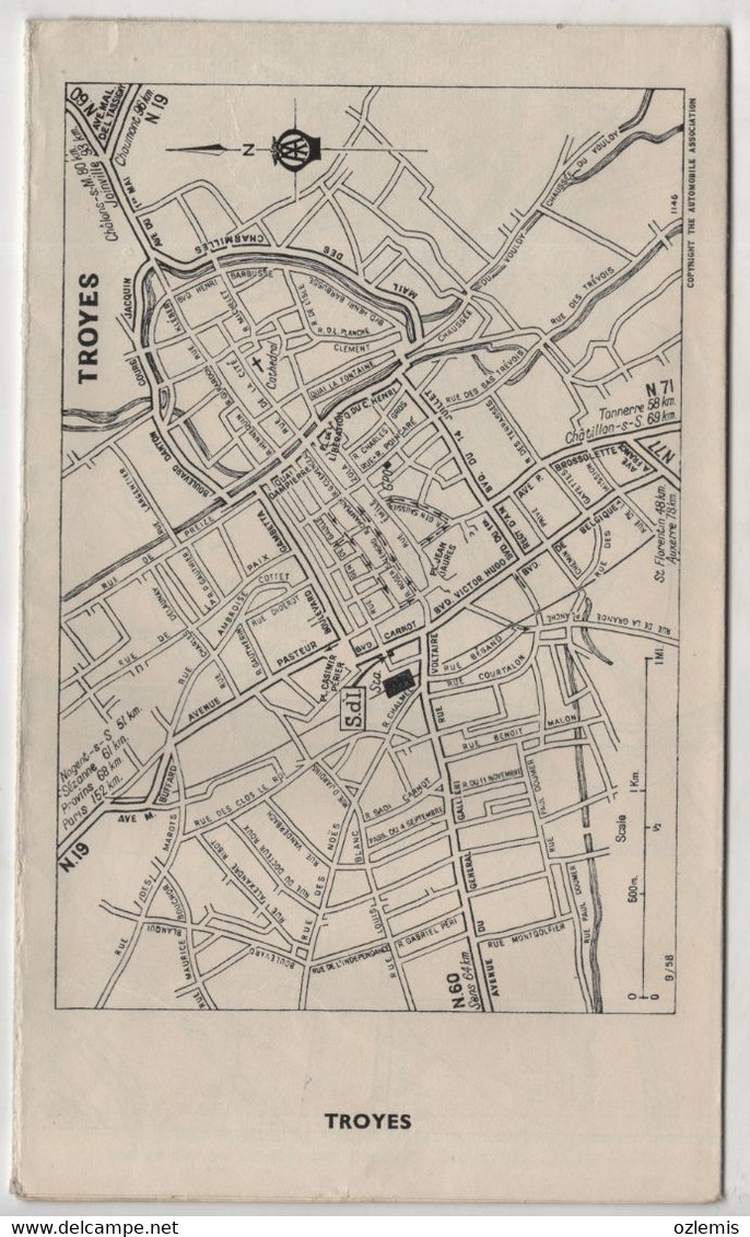 CONTINENTAL THROGHWAY TOWN PLANS ,THE AUTOMOBILE ASSOCIATION ,,MAPS ,AUXERRE ,VERSAILLES - Europe