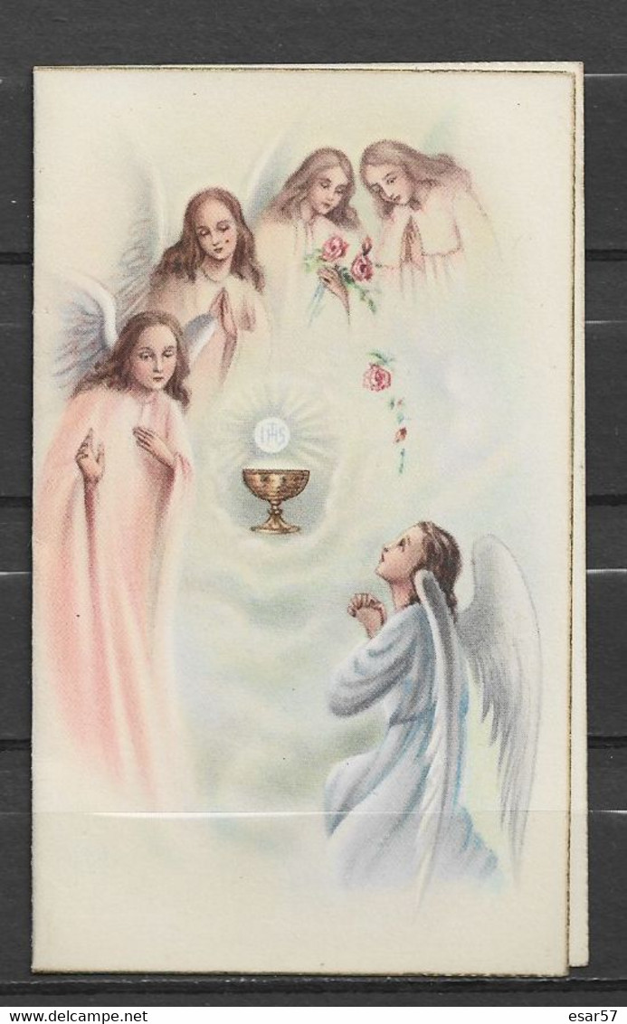 Image Pieuse Double Communion Et Anges - Devotieprenten