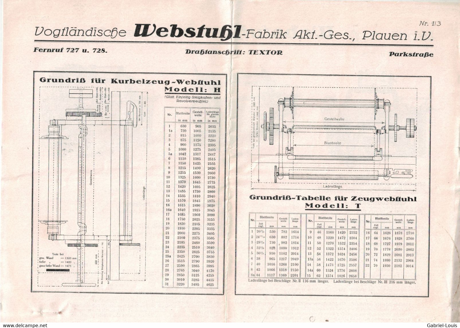 Vogtländische Webstuhl Fabrik Vogtland  Schweiz - Textor - Kurbel Zeugwebstuhl - Deutschland - Tools