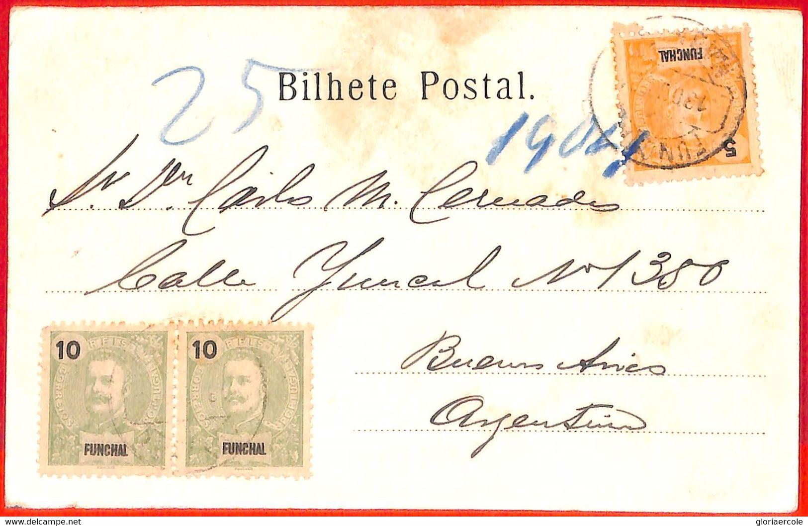 Aa3944 - PORTUGAL Funchal - POSTAL HISTORY -  POSTCARD To  ARGENTINA -  1904 - Africa Portoghese