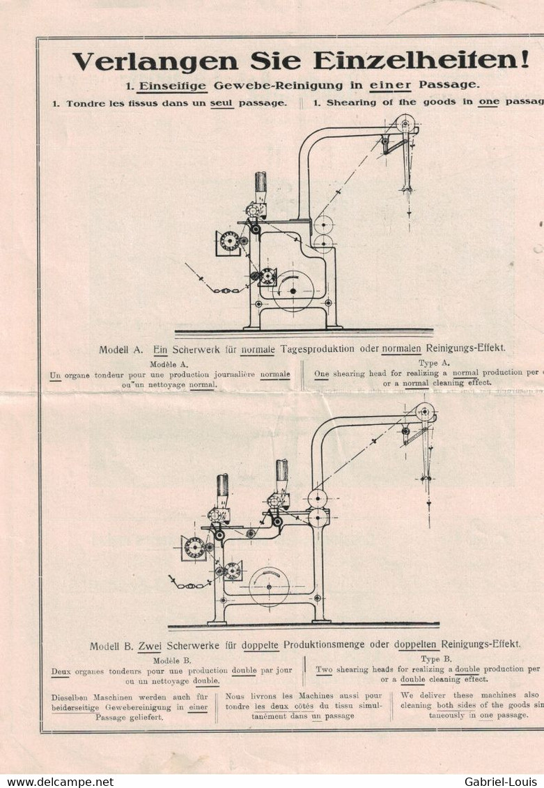 Maschinenfabrik Friedr. Hass Lennep Rheinland - Gewebe Schermaschinen -  Remscheid - 1924 - Deutschland - Machines