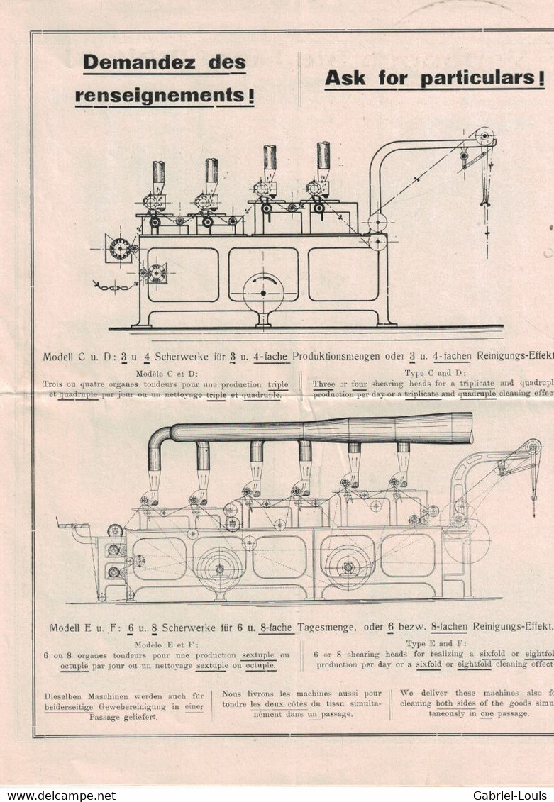 Maschinenfabrik Friedr. Hass Lennep Rheinland - Gewebe Schermaschinen -  Remscheid - 1924 - Deutschland - Macchine