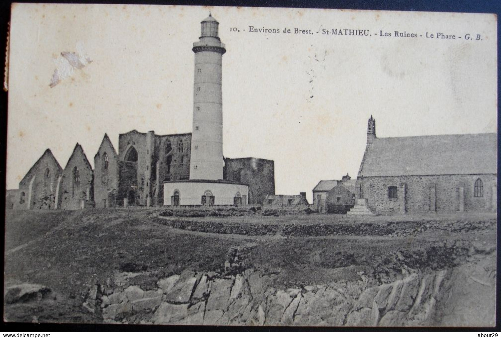 CPA 29 PLOUGONVELIN - POINTE SAINT MATHIEU - Ruines Et Phare - édit. GB 10 -  Réf. I 99 - Plougonvelin